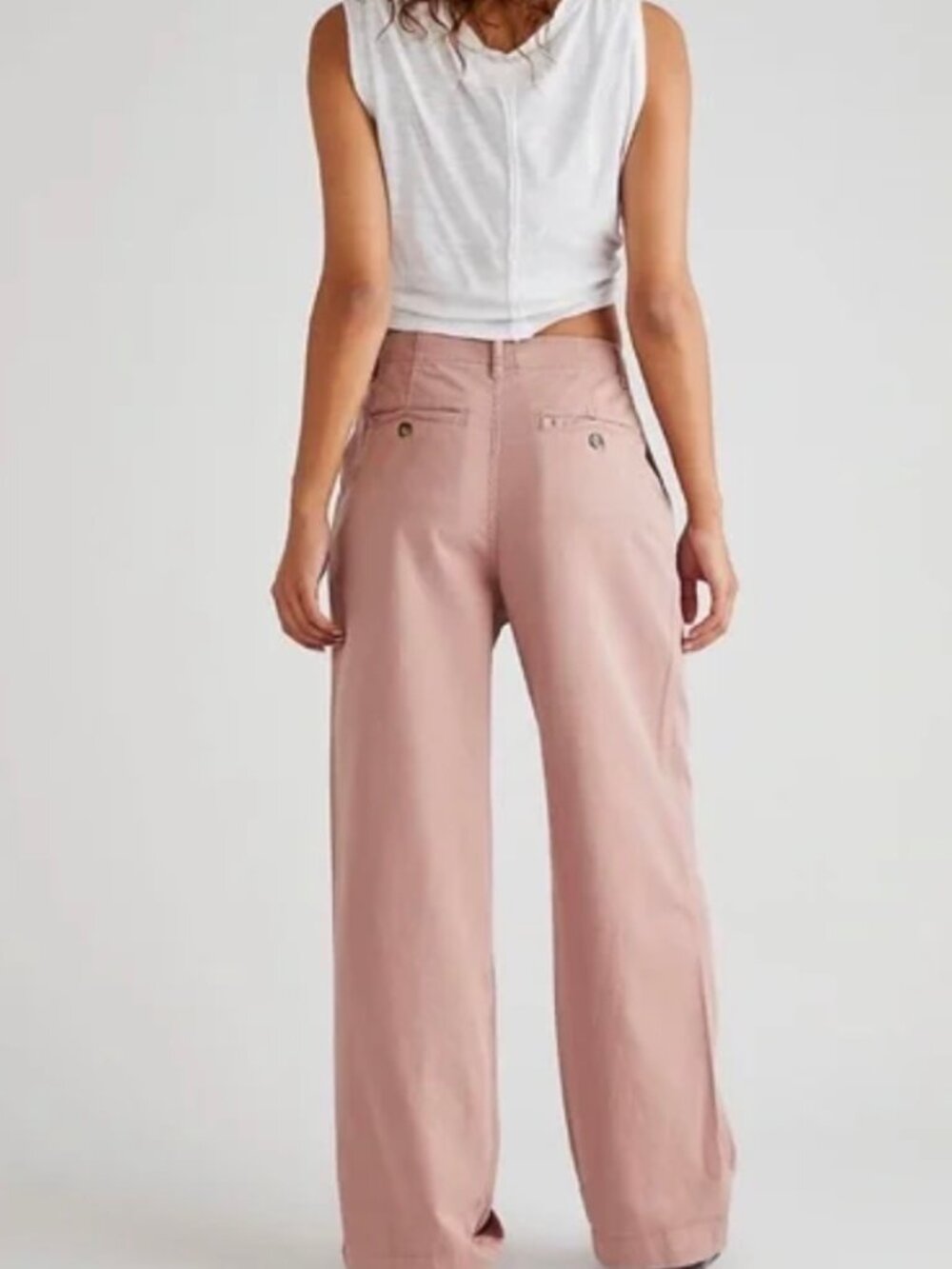 FREE PEOPLE`-ADDY Chino Pants Sz 0 Peachy Pink, EUC - Picture 2 of 3